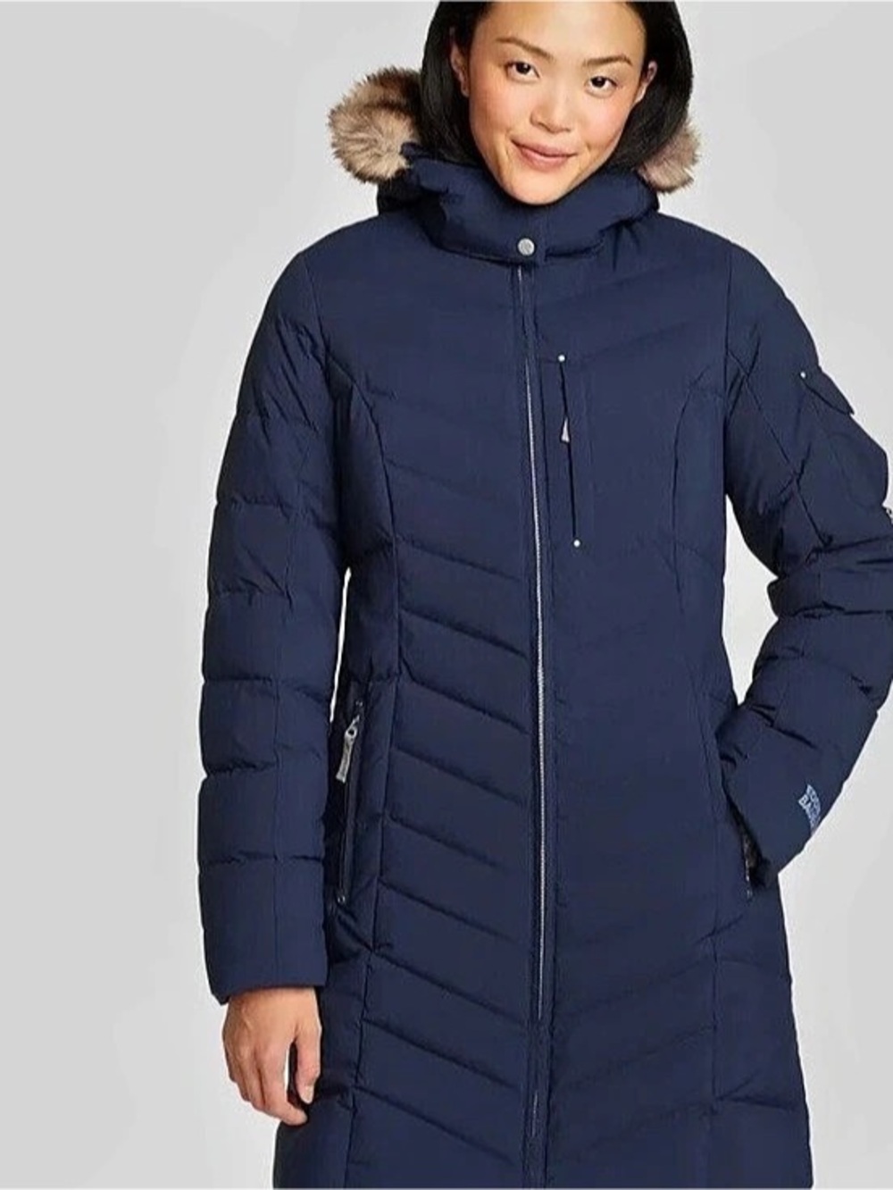 Eddie Bauer Women’s Sun Valley Down Parka Blue Jacket with Pockets Small